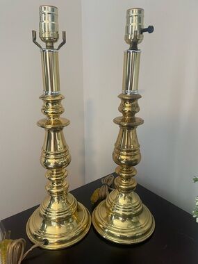Vintage MCM Classic Heavy Brass Table Lamps